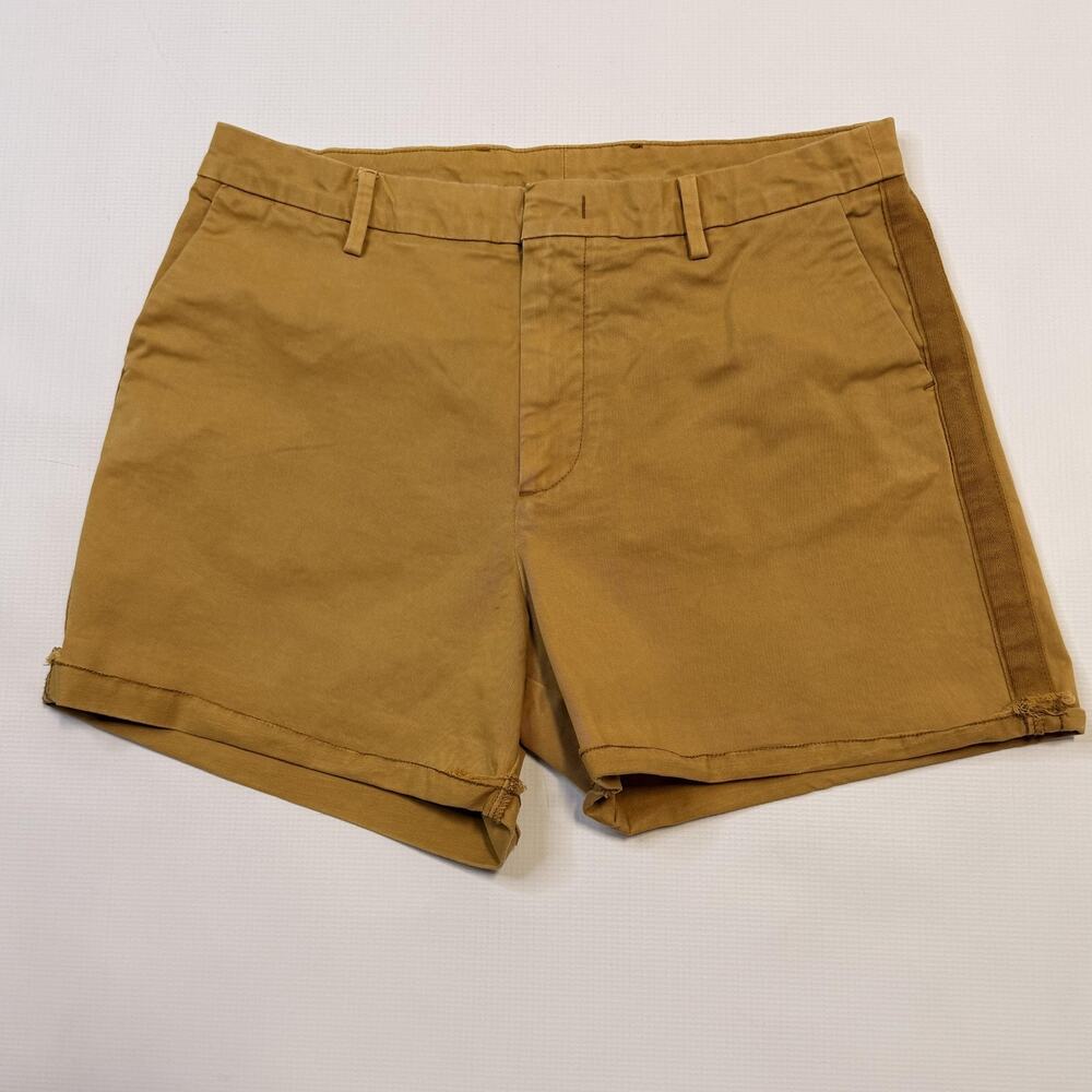 UNSUBSCRIBED Shorts Womens 6 Yellow Chino Zip Fly Belt Loops Casual Cuffed